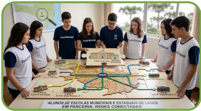 Alunos de escolas em parceria em Lages